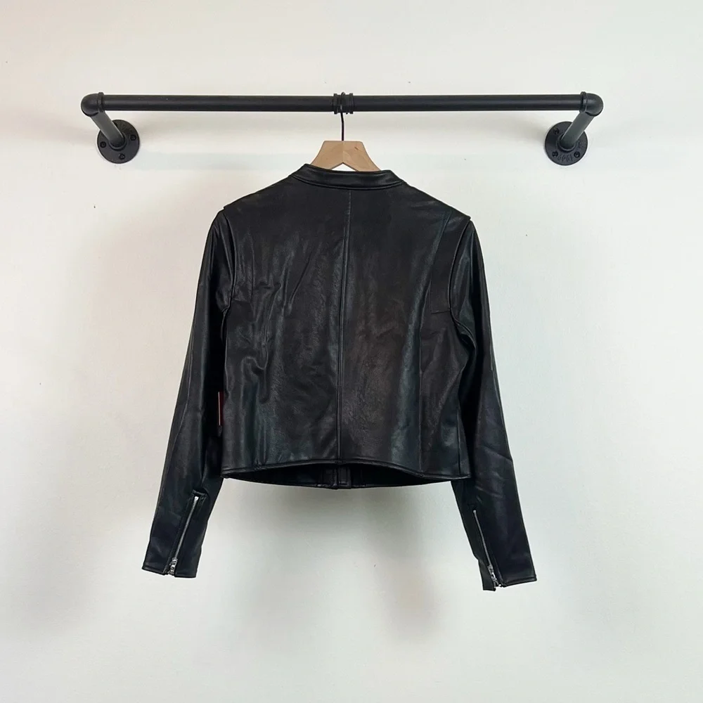 NWT SPANX Faux Leather Moto Jacket In Black
